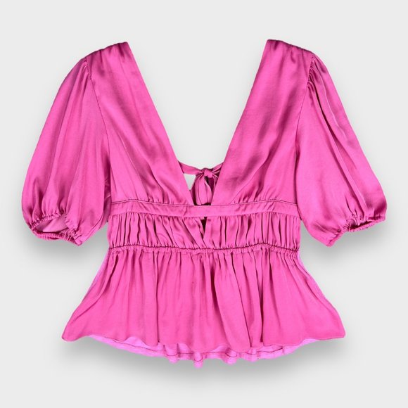 NWT Anthropologie Dolan Cut-out- V-Neck Peplum Top in Size XS - Picture 2 of 16